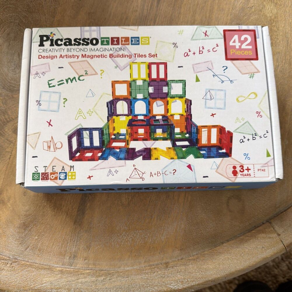 42 Piece Picasso Tiles Magnetic Building Blocks Set Educational Toy Stem Squares